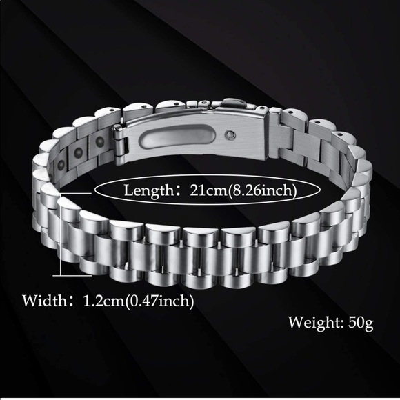 Mens Silver Titanium Magnetic Therapy Bracelet (Brand New) - Picture 4 of 5